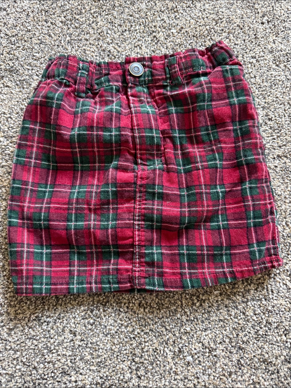 Kids Red & Green Plaid Skirt - Elastic Waist